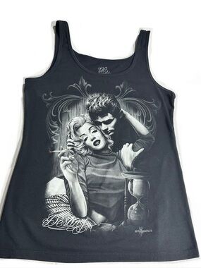 David Gonzales DG Angels Black Tank Top Marilyn Monroe James Dean Sz 2X Unisex